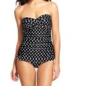Polka dot bandeau swim dress one piece