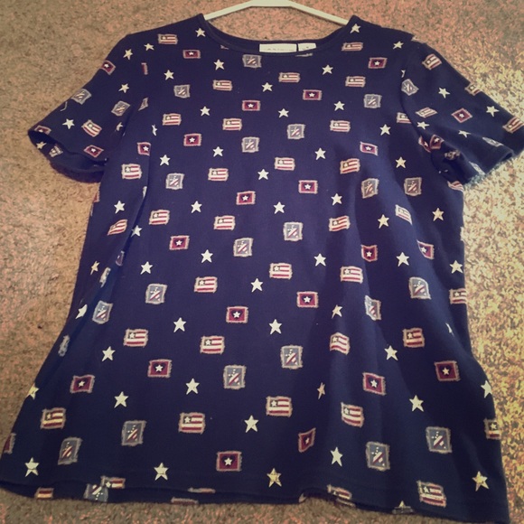 Cool American Flag Stars Blue Top