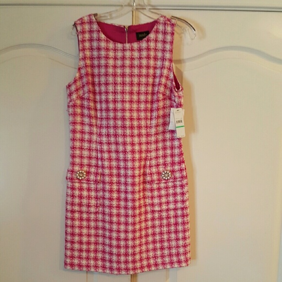 Laundry by Shelli Segal Pink and White Plaid Dress