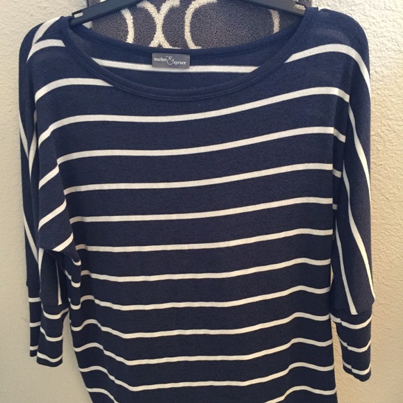 Navy and Cream striped top