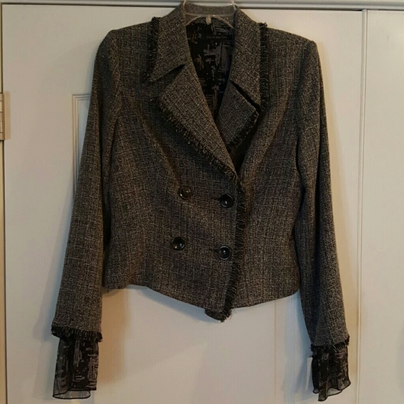 David Meister 4 button black and white blazer