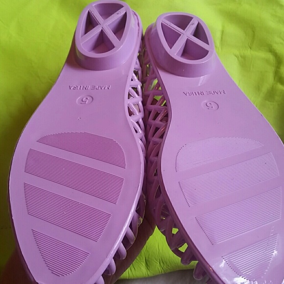 American apparel PVC lattice jelly sandal new! Lilac beach summer flats boho - Picture 3 of 4
