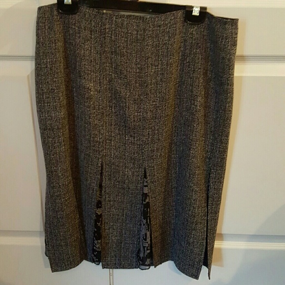 David Meister Black and White Slit Skirt