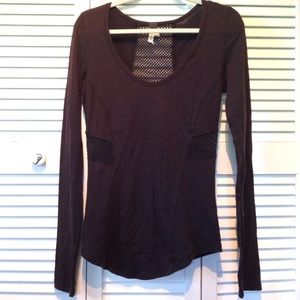 Free People Jane Long Sleeve Tee Mesh Inserts Top