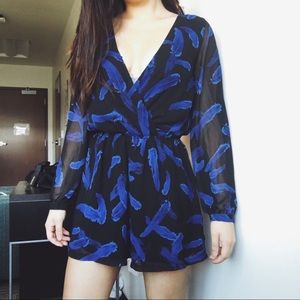 Blue feather romper