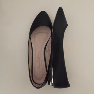 Black Flats With Gold Detailing