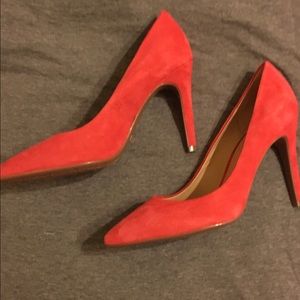 Isaac Mizrah Red Suede Stillettos