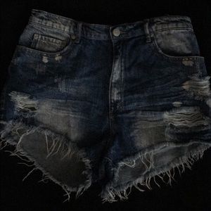 High wasted ripped Jean shorts
