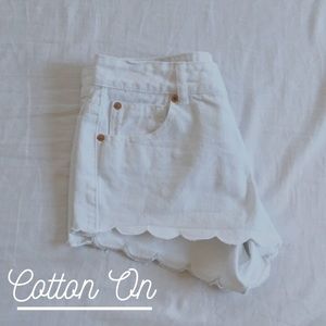 Cotton On White Scalloped Shorts