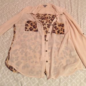 Leopard Chiffon Button down shirt