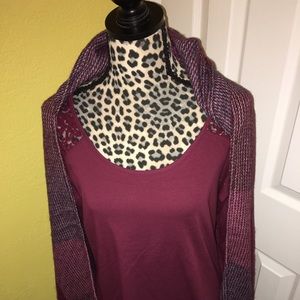 Burgundy Plaid Hooded Poncho