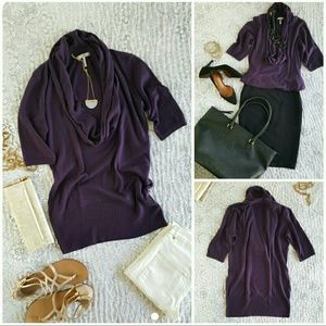 Lightweight Cowlneck Knit Top Dk Plum S