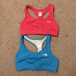 Two north face sports bras