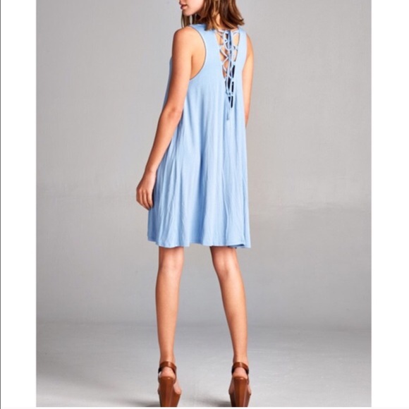 🆕DAISY lace up back jersey dress - NAVY - Picture 2 of 2