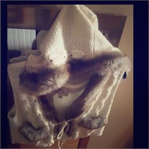 Cropped fur hoodie vest !!!