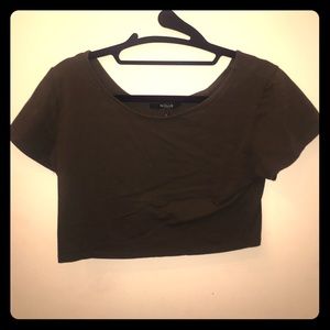 Olive green crop tee