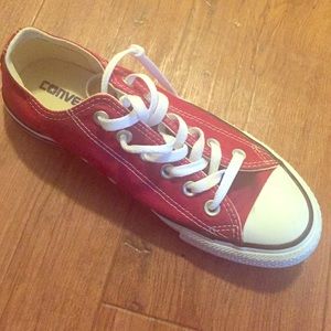 Chili red converse all star shoes