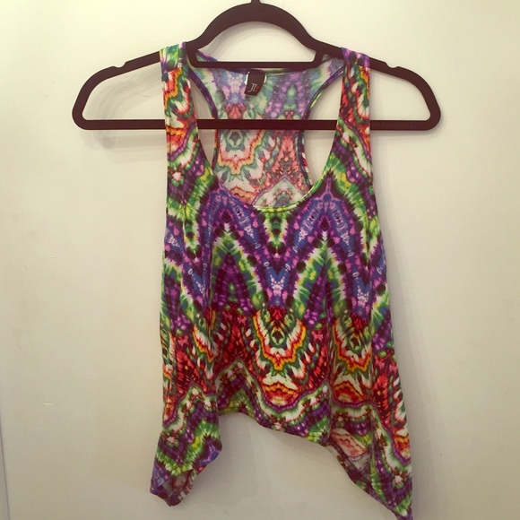 Tie dye low side crop top