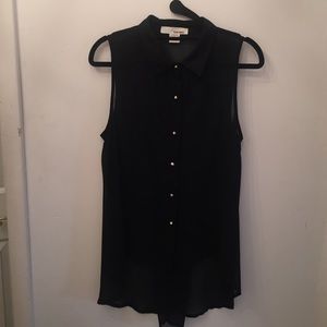 Black see through button down with gold spikes