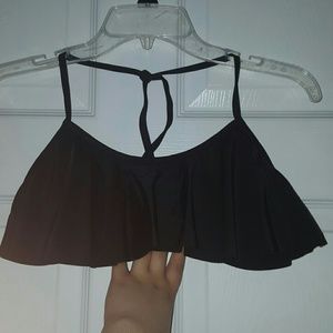 Halter Black Ruffle Bikini Top