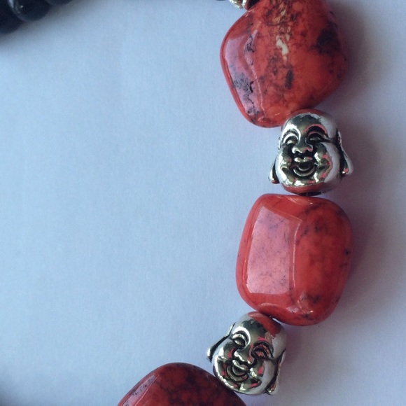 Happy Buddha with Red Copper Turquoise Bracelet 😀