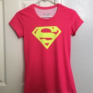 pink under armor fitted short sleeve shirt