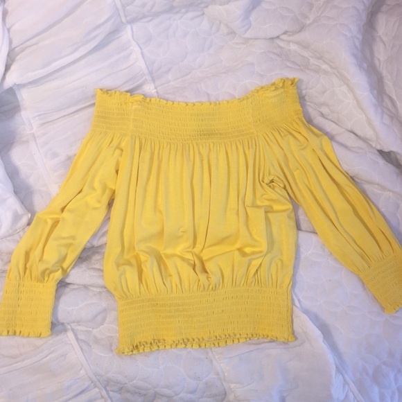 Yellow smocked crop top