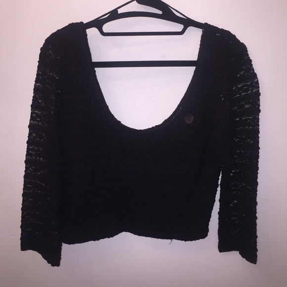 Black lace crop top