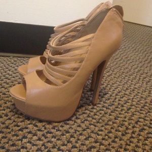 Wild Diva tan high heels