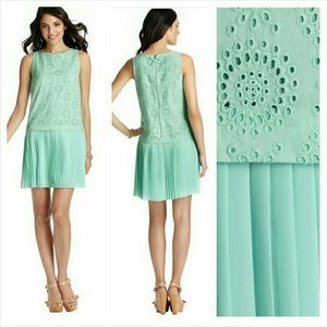 Petite Mint Circle Eyelet Dress
