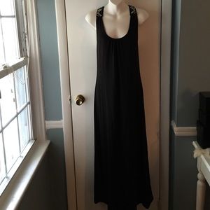 Summer black breaded maxi dress