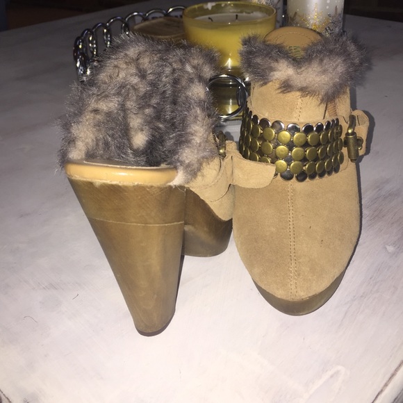Michael kors fur studded suede mules