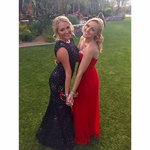 Jovani Shear Lace Prom Dress