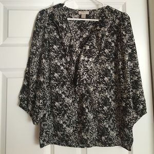 Ann Taylor Loft black and white printed blouse