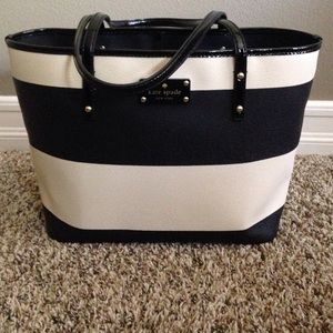 Black and Cream Striped Tote