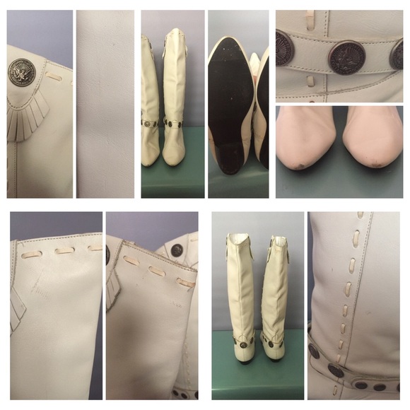 White Vanna White Real Leather Knee High Boots - Picture 2 of 4