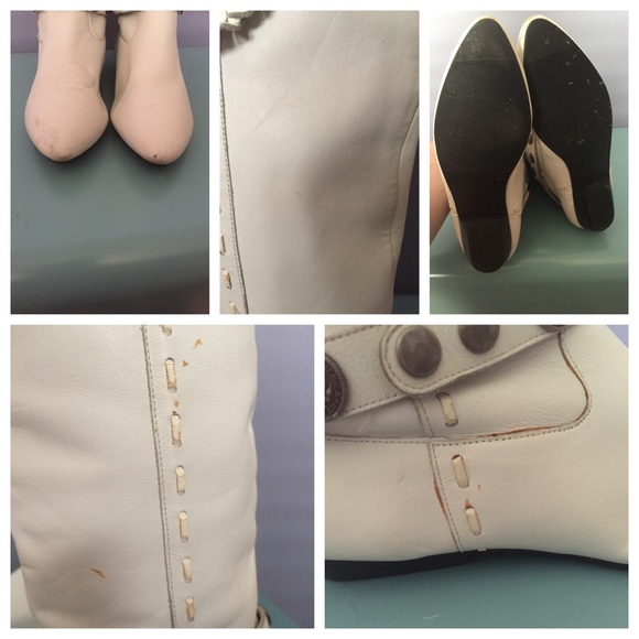 White Vanna White Real Leather Knee High Boots - Picture 4 of 4