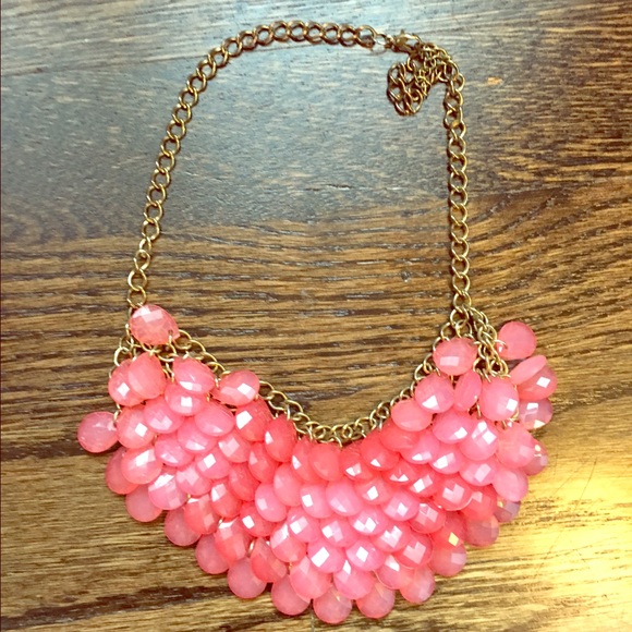 Nordstrom pink necklace with gold chain