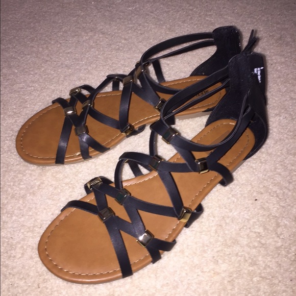Black strappy gladiators/sandals