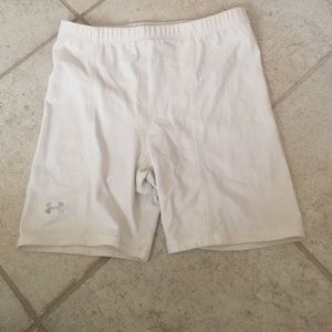Women's White Under Armour compression short