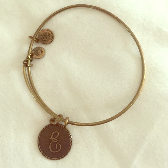 Alex and Ani gold stacking adjustable E bracelet