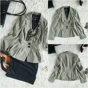 Grey Herringbone Peplum Blazer 2 (XS)