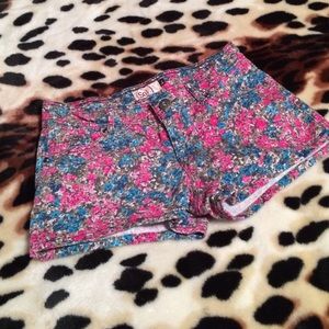 SO shorts with blue/pink/gray flower design