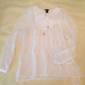 White sheer long sleeve top