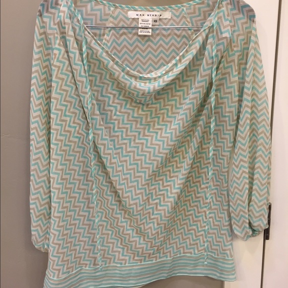 Max studio sheer chevron blouse