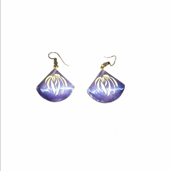Vintage Purple with Gold Detail Drop Earrings