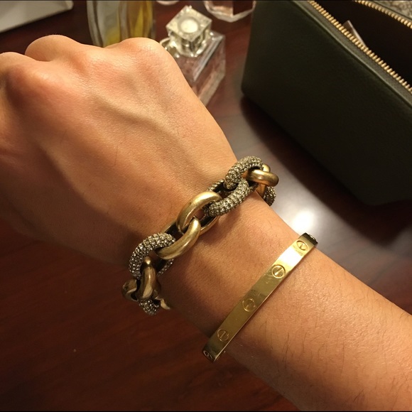 J. Crew Crystal and Gold Chain Bracelet