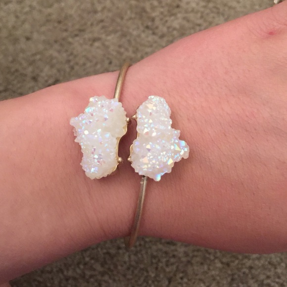 Gold and White Druzy Stone bracelet