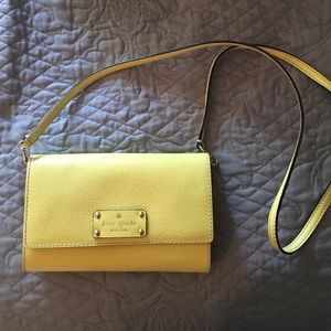 Yellow kate spade cross body clutch