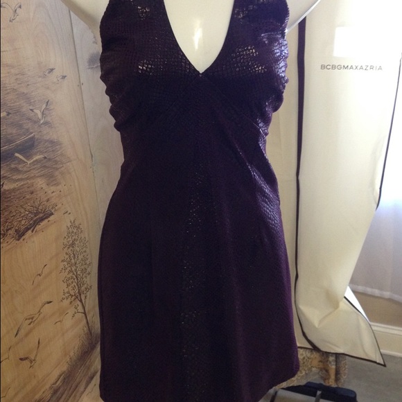 Cache Purple Snakeskin Halter Dress Small - Picture 3 of 4